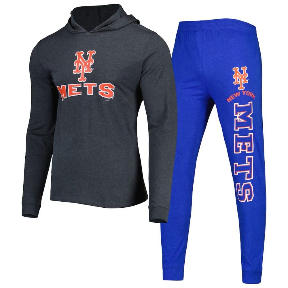 Mens Concepts Sport Royal/Charcoal New York Mets Meter Hoodie & Joggers Set Sz.M